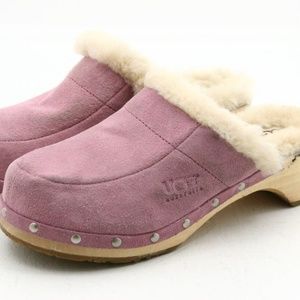 Pink Ugg Leather and Sherpa Clog